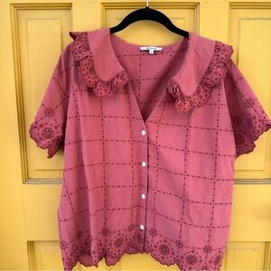 Madewell Terracotta Eyelit Button Down with Peter Pan Collar